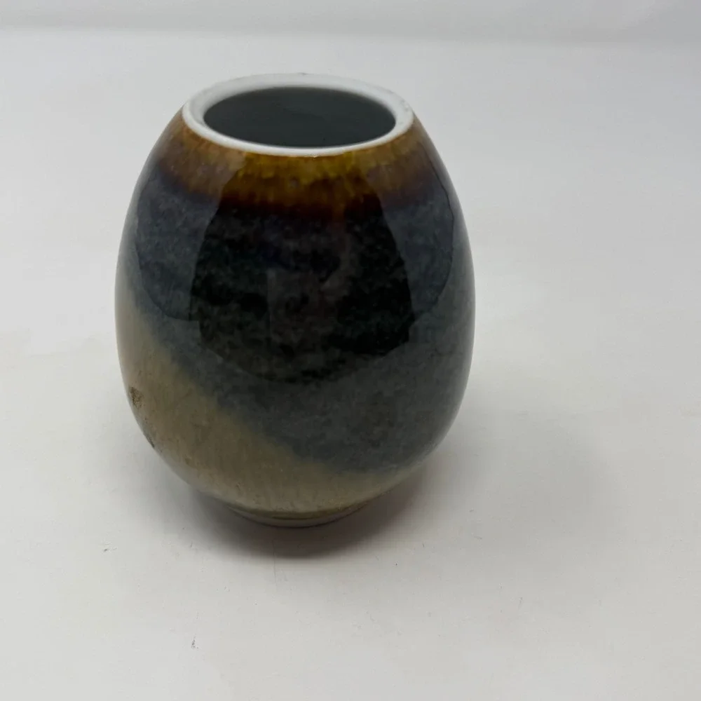 Greenplum Studio Handcrafted Ceramic Bud Vase Reactive Drip Glaze Earth Tones